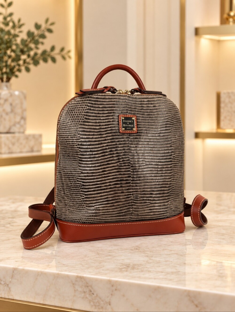 Dooney & Bourke Leather Lizard Embossed Backpack